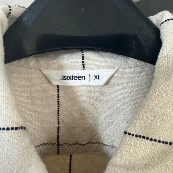 3sixteen Long Sleeve Woven Linen Check Wide Work Shirt XL NEW Beige Button-Up - Picture 6 of 7